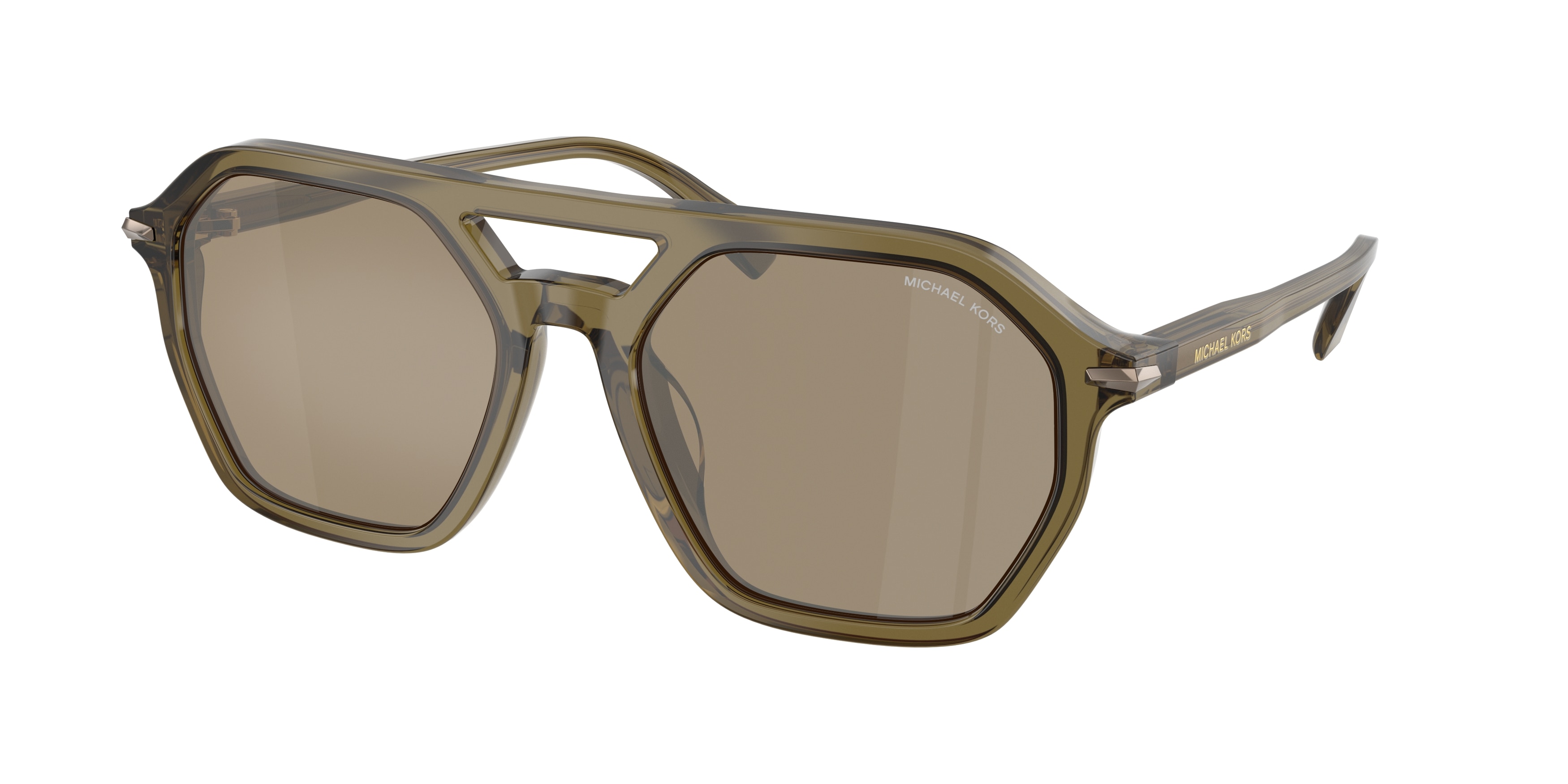 Michael Kors Herren MK2251U Jackson Hole 40127I Sonnenbrillen Acetat GrüN Braun Pilot Normal-image